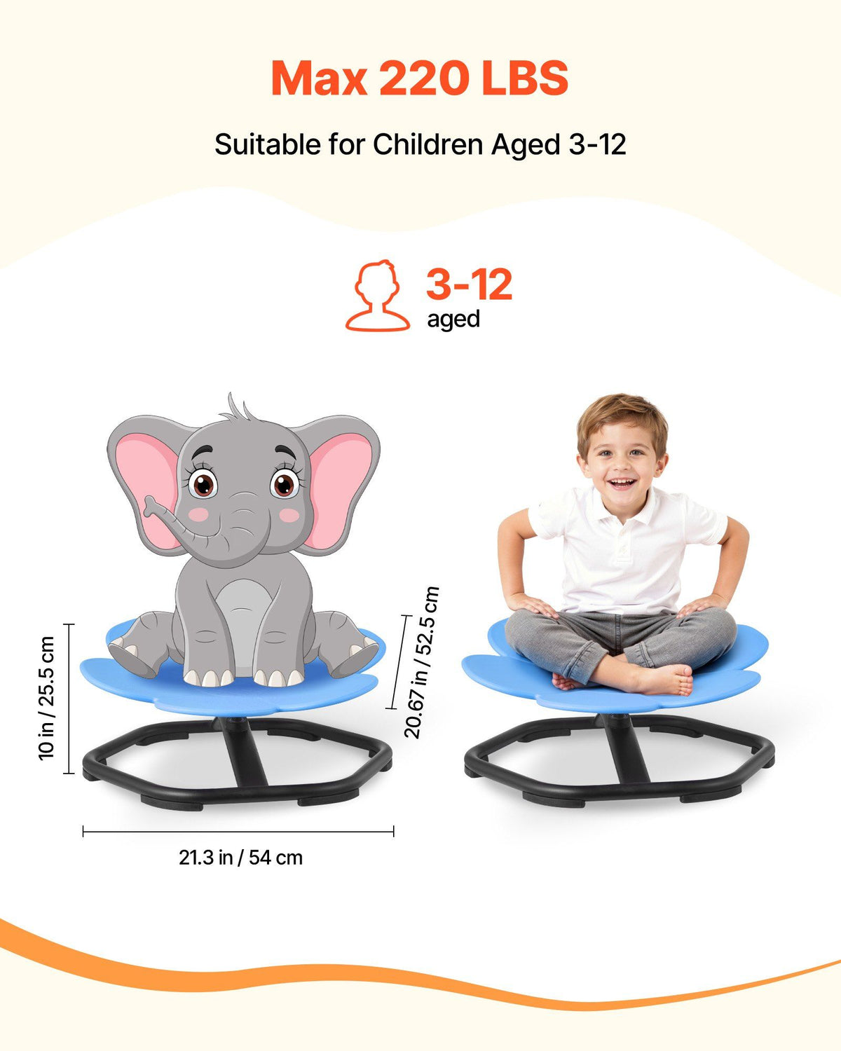 Kids Swivel Chair, 220 lbs Capacity, Flower Shape Sensory Spinning Chair, Autistic Kids Sensory Toy Seat with V952-ETZYLSHBKJS6HCGDE001V0