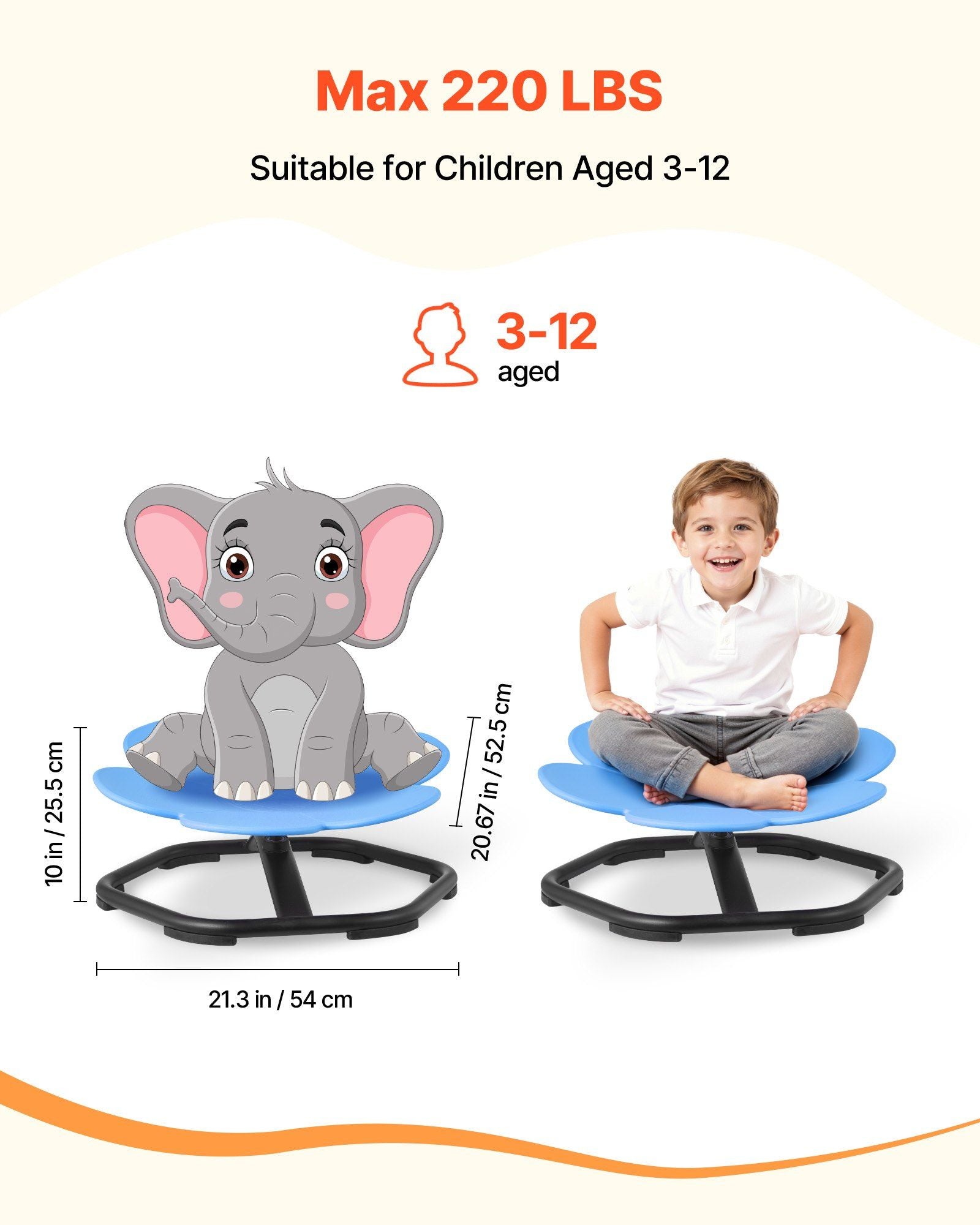 Kids Swivel Chair, 220 lbs Capacity, Flower Shape Sensory Spinning Chair, Autistic Kids Sensory Toy Seat with V952-ETZYLSHBKJS6HCGDE001V0
