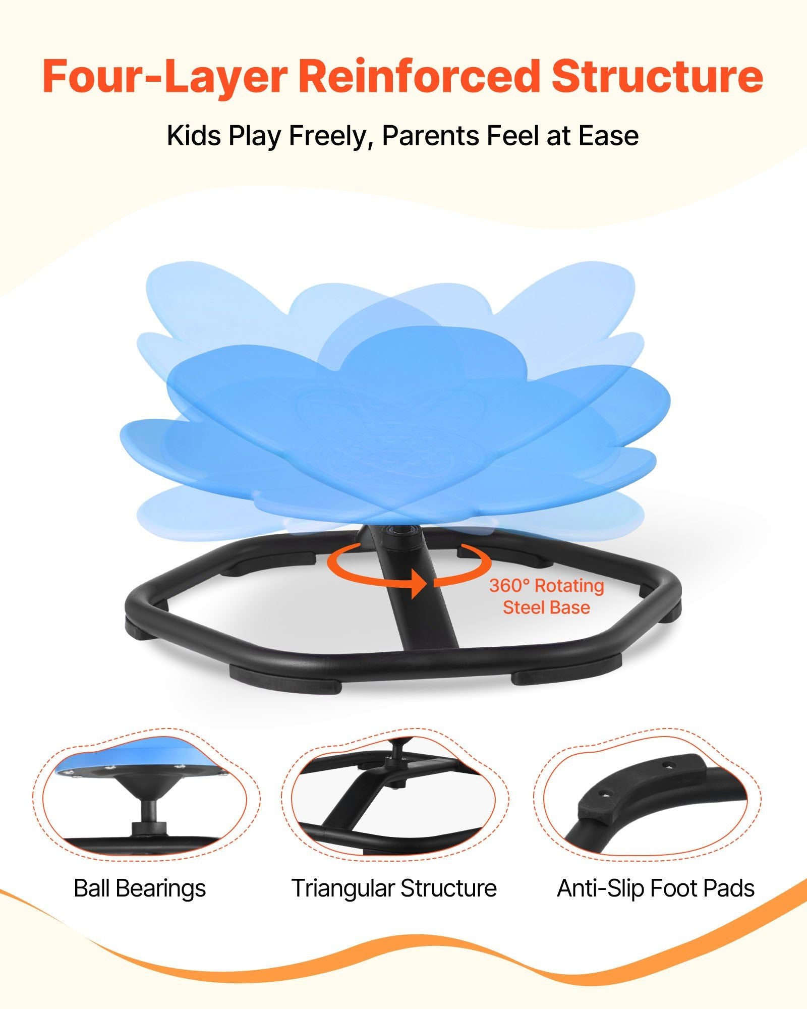Kids Swivel Chair, 220 lbs Capacity, Flower Shape Sensory Spinning Chair, Autistic Kids Sensory Toy Seat with V952-ETZYLSHBKJS6HCGDE001V0