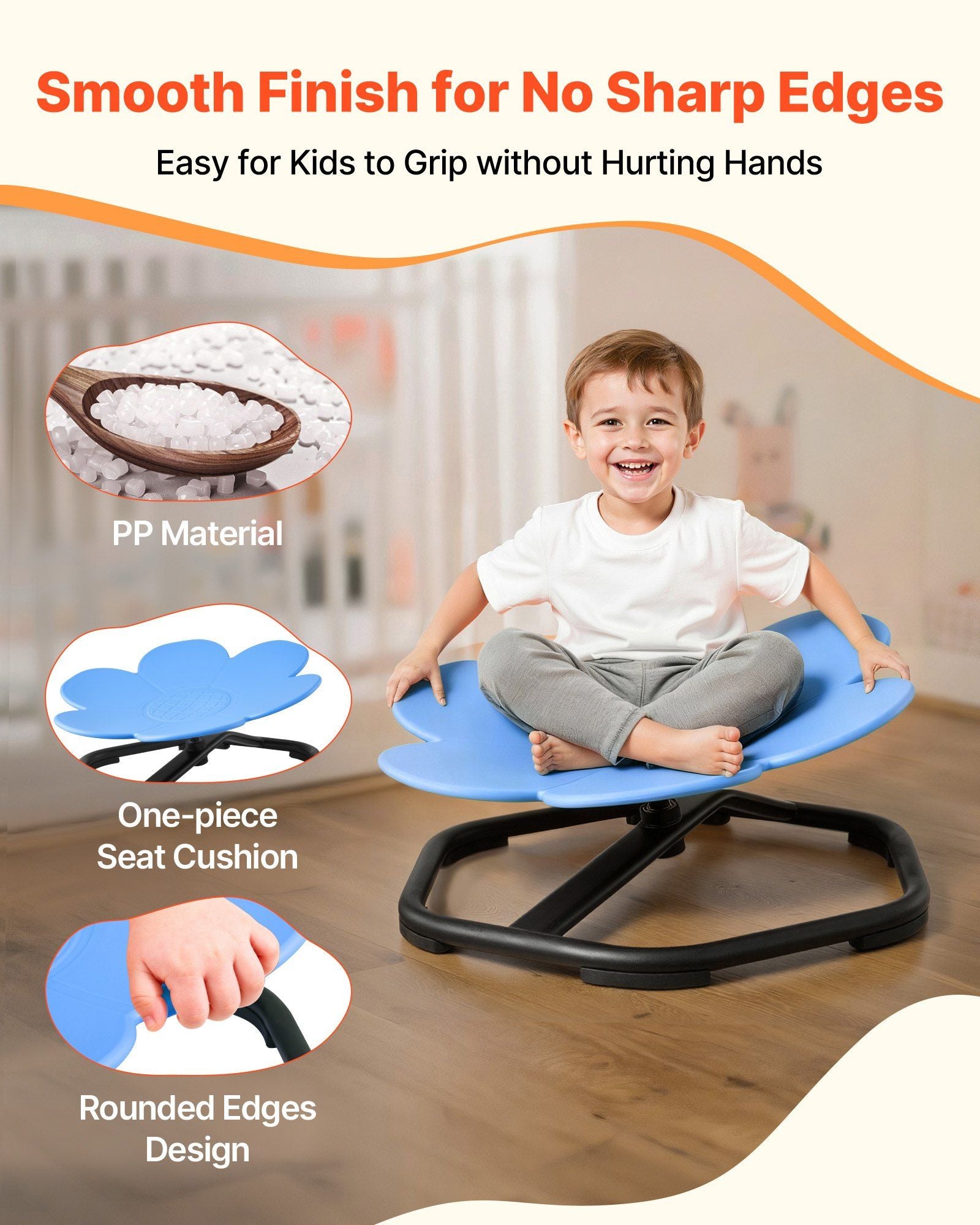 Kids Swivel Chair, 220 lbs Capacity, Flower Shape Sensory Spinning Chair, Autistic Kids Sensory Toy Seat with V952-ETZYLSHBKJS6HCGDE001V0