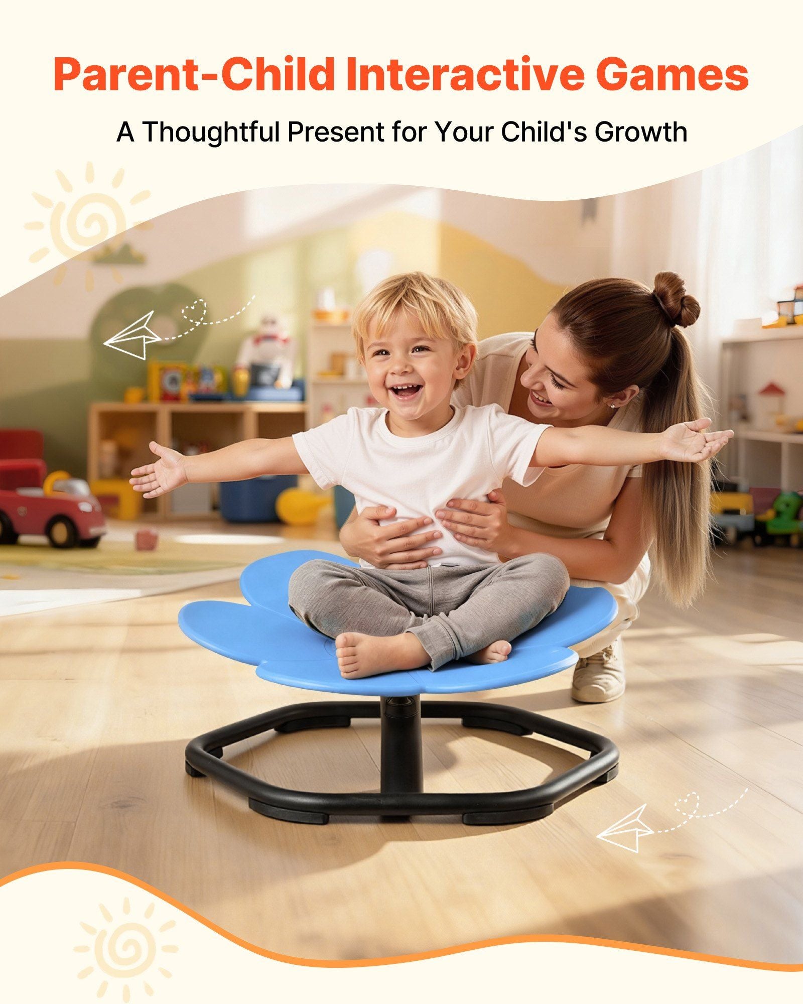 Kids Swivel Chair, 220 lbs Capacity, Flower Shape Sensory Spinning Chair, Autistic Kids Sensory Toy Seat with V952-ETZYLSHBKJS6HCGDE001V0