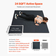 0.56 Inch Thick Gym Floor Mats, 6 Tiles Rubber Top with EVA Foam, 25" x 25" Gym Flooring Workout Mats with 25 V952-EVAQXJSHSDZXKEXU0V0
