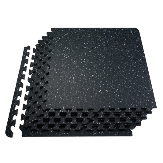 0.56 Inch Thick Gym Floor Mats, 25 Tiles Rubber Top with EVA Foam, 25" x 25" Gym Flooring Workout Mats with V952-EVAQXJSHSDZXOXDELV0