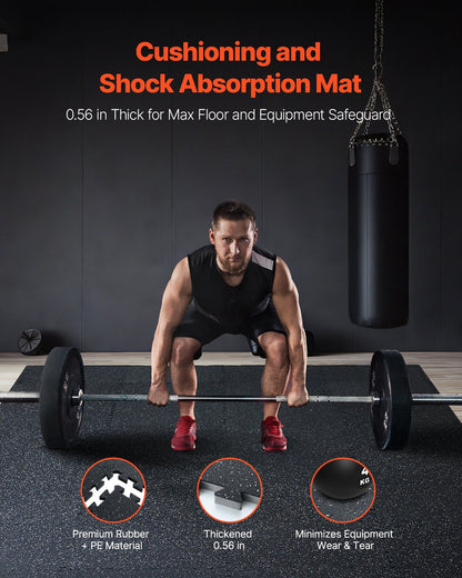 0.56 Inch Thick Gym Floor Mats, 25 Tiles Rubber Top with EVA Foam, 25" x 25" Gym Flooring Workout Mats with V952-EVAQXJSHSDZXOXDELV0