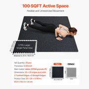 0.56 Inch Thick Gym Floor Mats, 25 Tiles Rubber Top with EVA Foam, 25" x 25" Gym Flooring Workout Mats with V952-EVAQXJSHSDZXOXDELV0