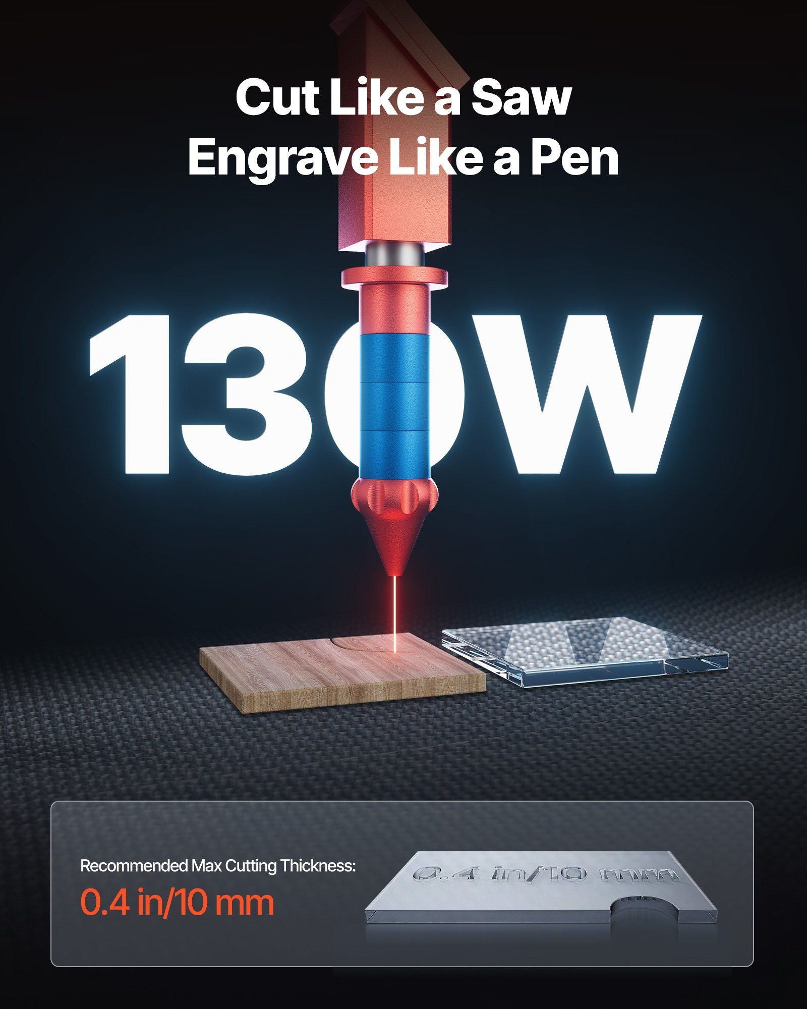 130W CO2 Laser Engraver, 1400 x 900 mm, CO2 Laser Engraver Cutter Machine with Water Chiller, 2 Way Pass Air V952-EYHTJGDKJLDSNZ4E3001V3