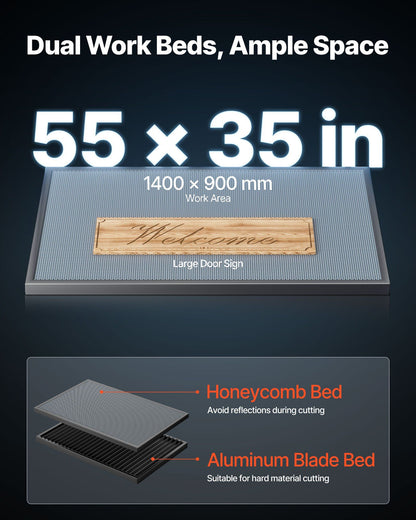 130W CO2 Laser Engraver, 1400 x 900 mm, CO2 Laser Engraver Cutter Machine with Water Chiller, 2 Way Pass Air V952-EYHTJGDKJLDSNZ4E3001V3