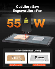 55W CO2 Laser Engraver, 500 x 300 mm, Desktop CO2 Laser Engraver and Cutter Machine with 16MP Camera, Water V952-EYHTJGDKJTMS2IMFX001V3