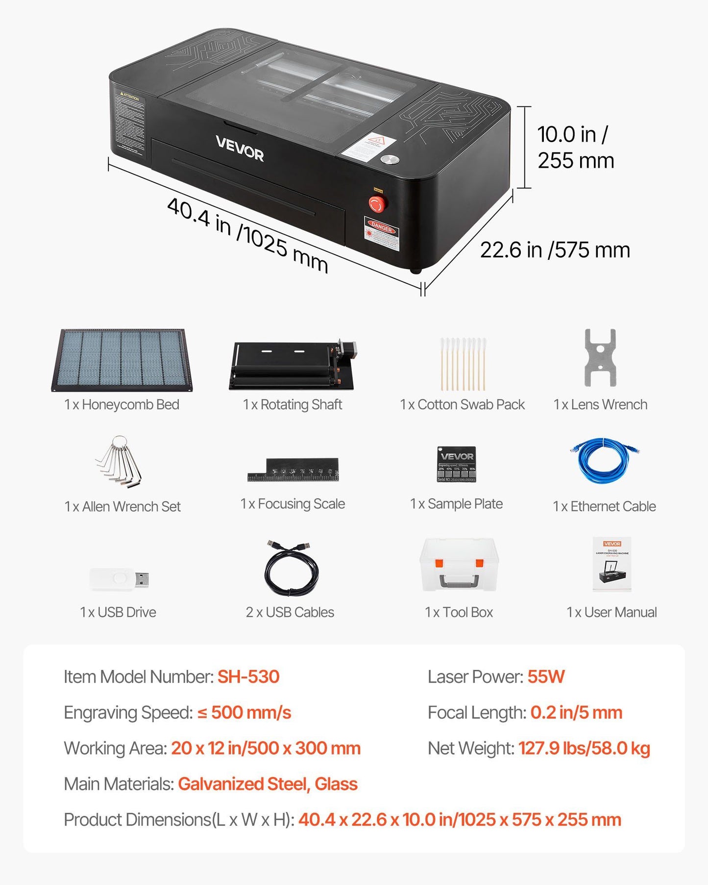 55W CO2 Laser Engraver, 500 x 300 mm, Desktop CO2 Laser Engraver and Cutter Machine with 16MP Camera, Water V952-EYHTJGDKJTMS2IMFX001V3