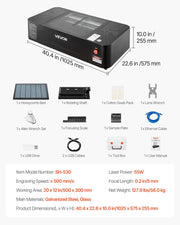 55W CO2 Laser Engraver, 500 x 300 mm, Desktop CO2 Laser Engraver and Cutter Machine with 16MP Camera, Water V952-EYHTJGDKJTMS2IMFX001V3