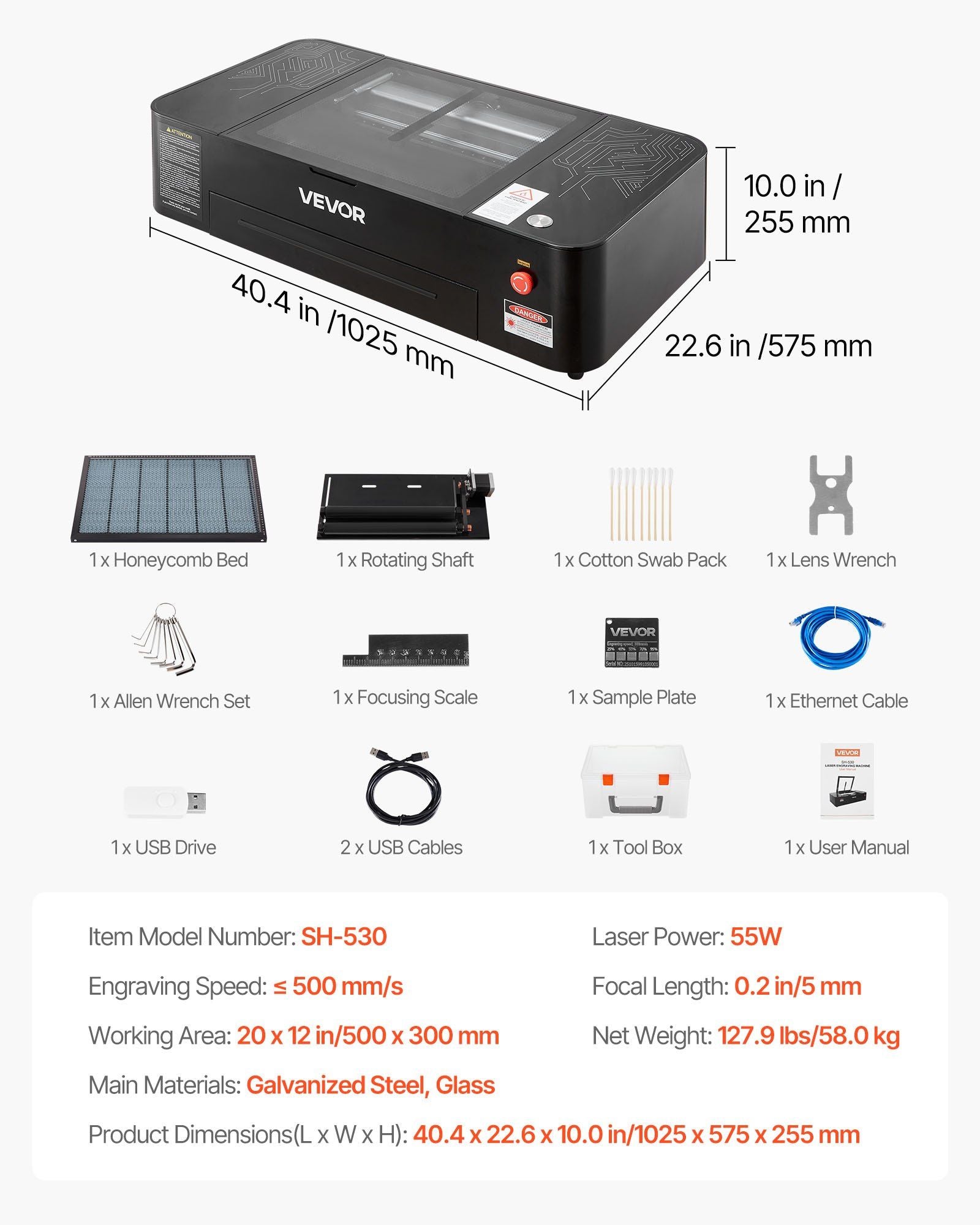 55W CO2 Laser Engraver, 500 x 300 mm, Desktop CO2 Laser Engraver and Cutter Machine with 16MP Camera, Water V952-EYHTJGDKJTMS2IMFX001V3