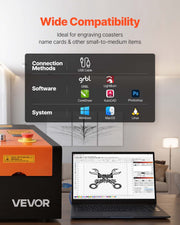 45W CO2 Laser Engraver, 300 x 200 mm, Desktop CO2 Laser Engraver Cutter Machine with Rotary Axis, Air Assist, V952-EYHTJGDKJTMS7FYAW001V3