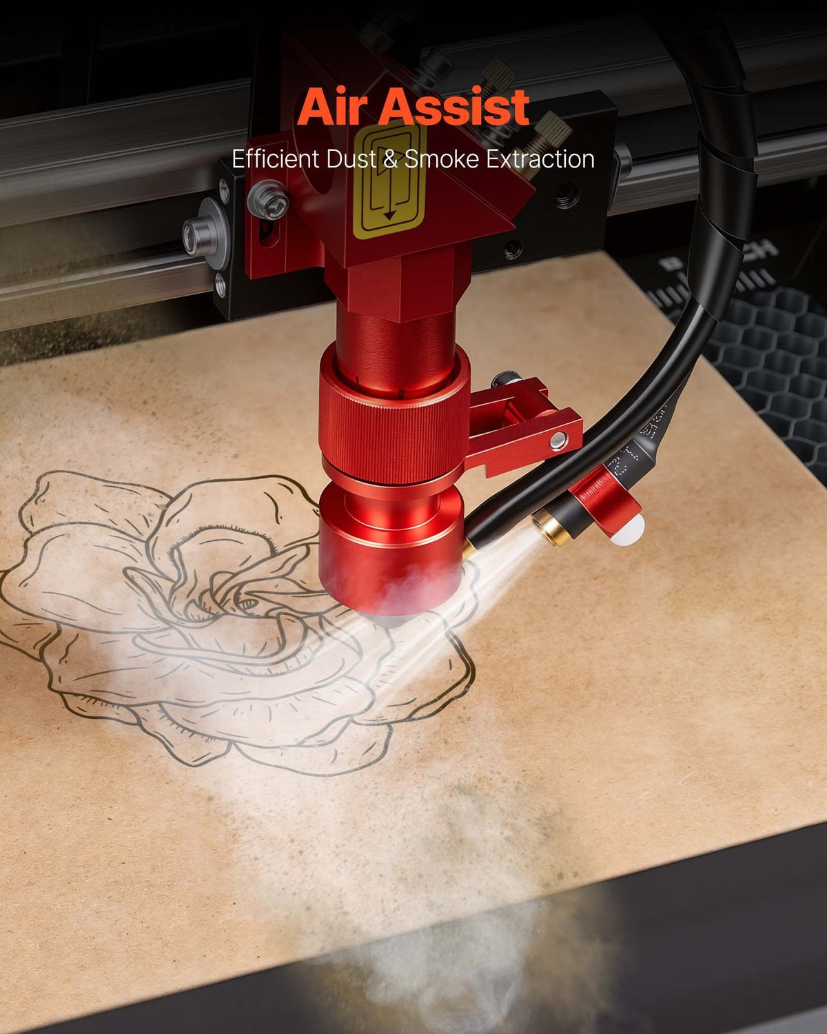 45W CO2 Laser Engraver, 300 x 200 mm, Desktop CO2 Laser Engraver Cutter Machine with Rotary Axis, Air Assist, V952-EYHTJGDKJTMS7FYAW001V3