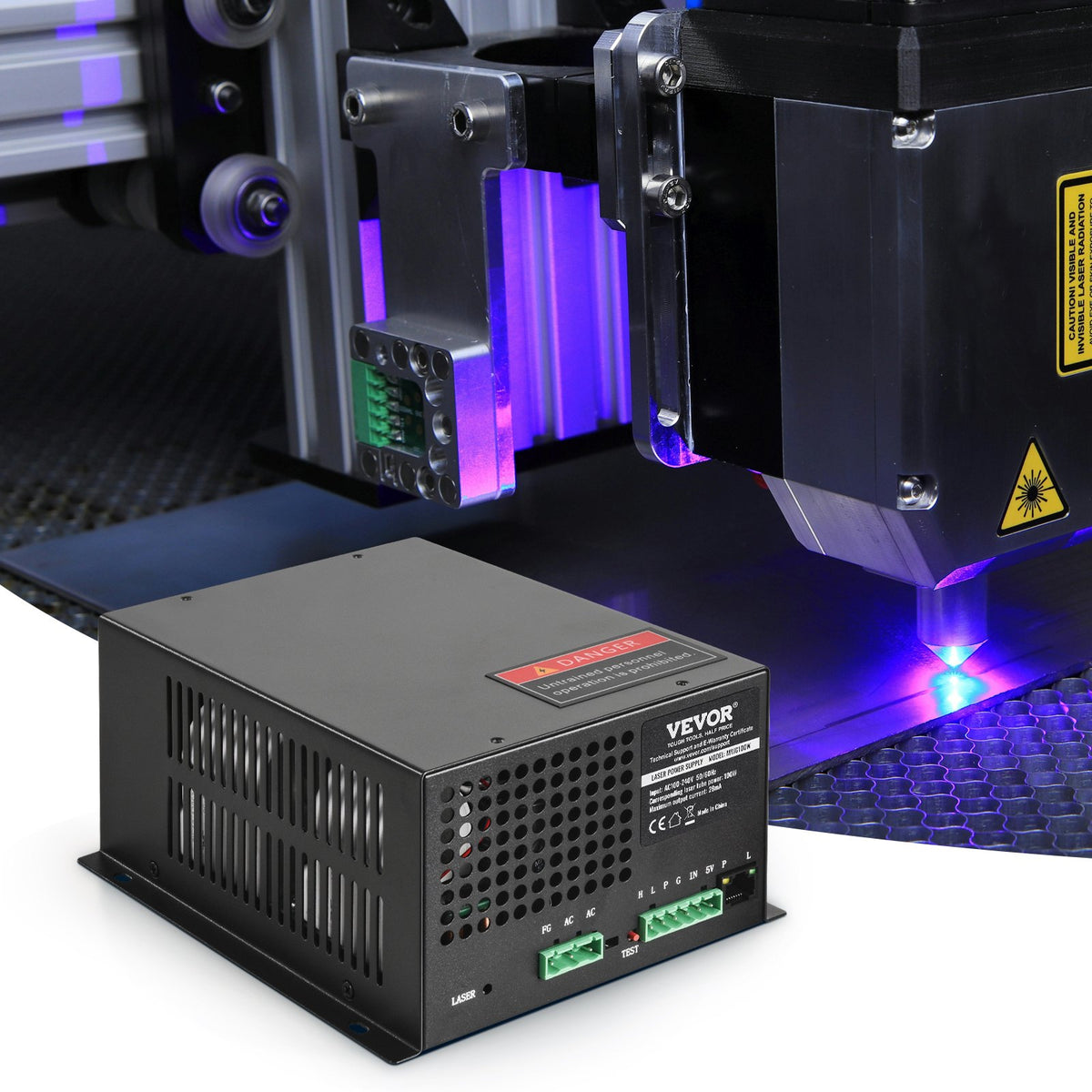 CO2 Laser Power Supply, 100W, Power Supply for 100W Laser Tube, Constant Current Protection, Open Circuit V952-EYHTJGGDY1000KR1IV7