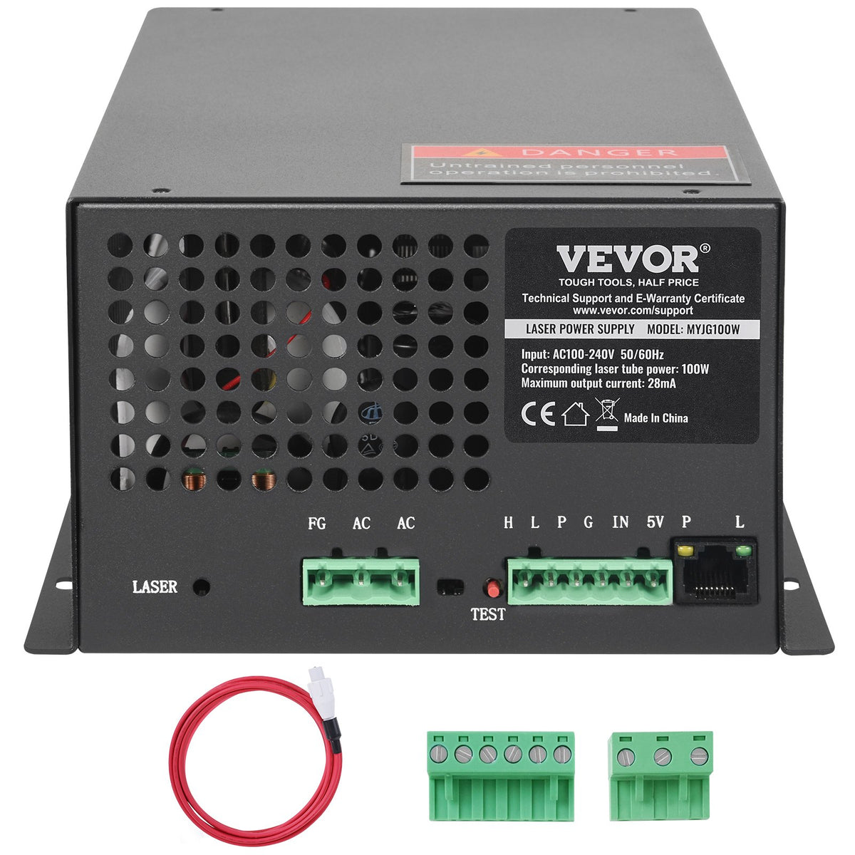 CO2 Laser Power Supply, 100W, Power Supply for 100W Laser Tube, Constant Current Protection, Open Circuit V952-EYHTJGGDY1000KR1IV7