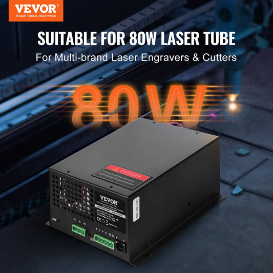 CO2 Laser Power Supply, 80W, Power Supply for 80W Laser Tube, Constant Current Protection, Open Circuit V952-EYHTJGGDY80WQ8UO8V7