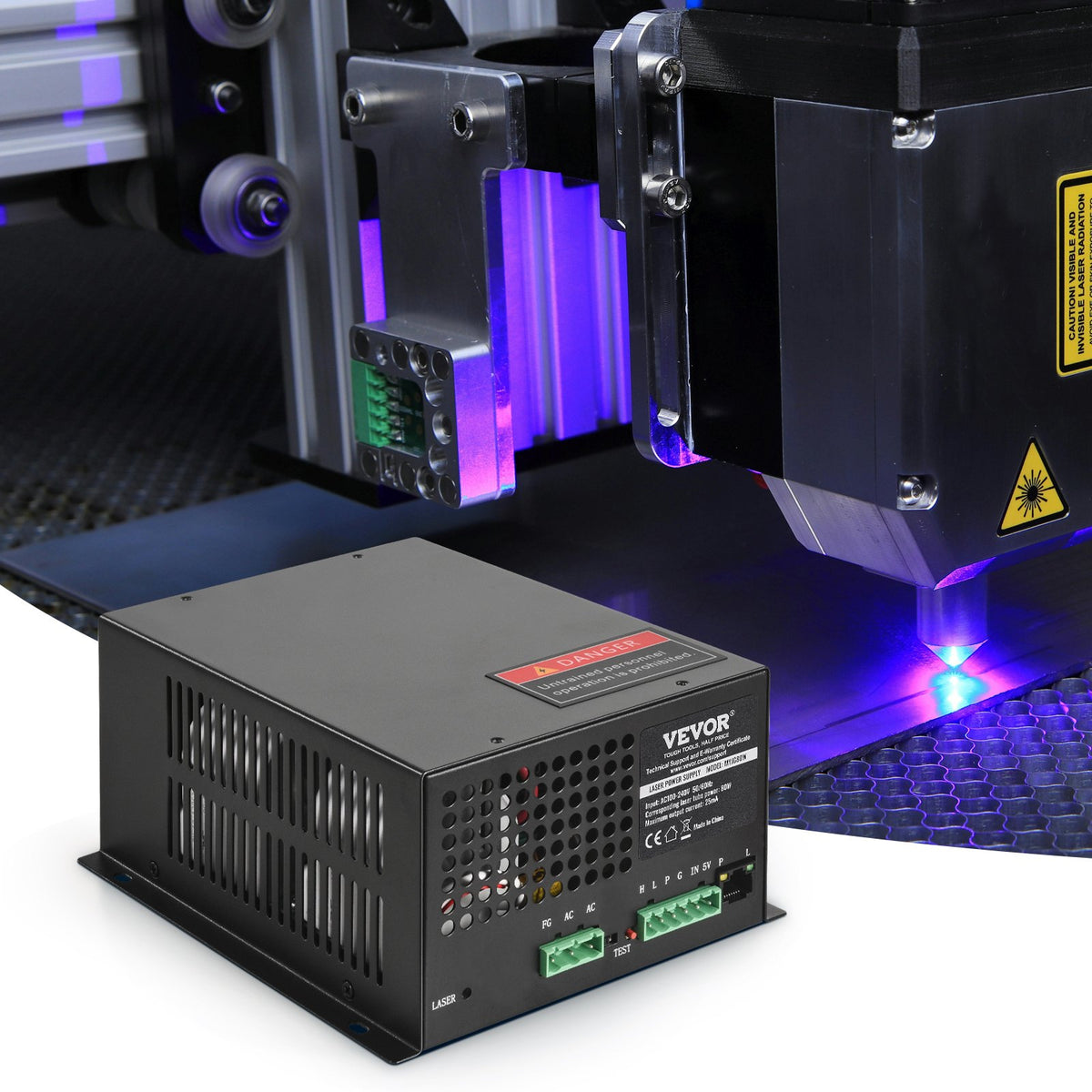 CO2 Laser Power Supply, 80W, Power Supply for 80W Laser Tube, Constant Current Protection, Open Circuit V952-EYHTJGGDY80WQ8UO8V7