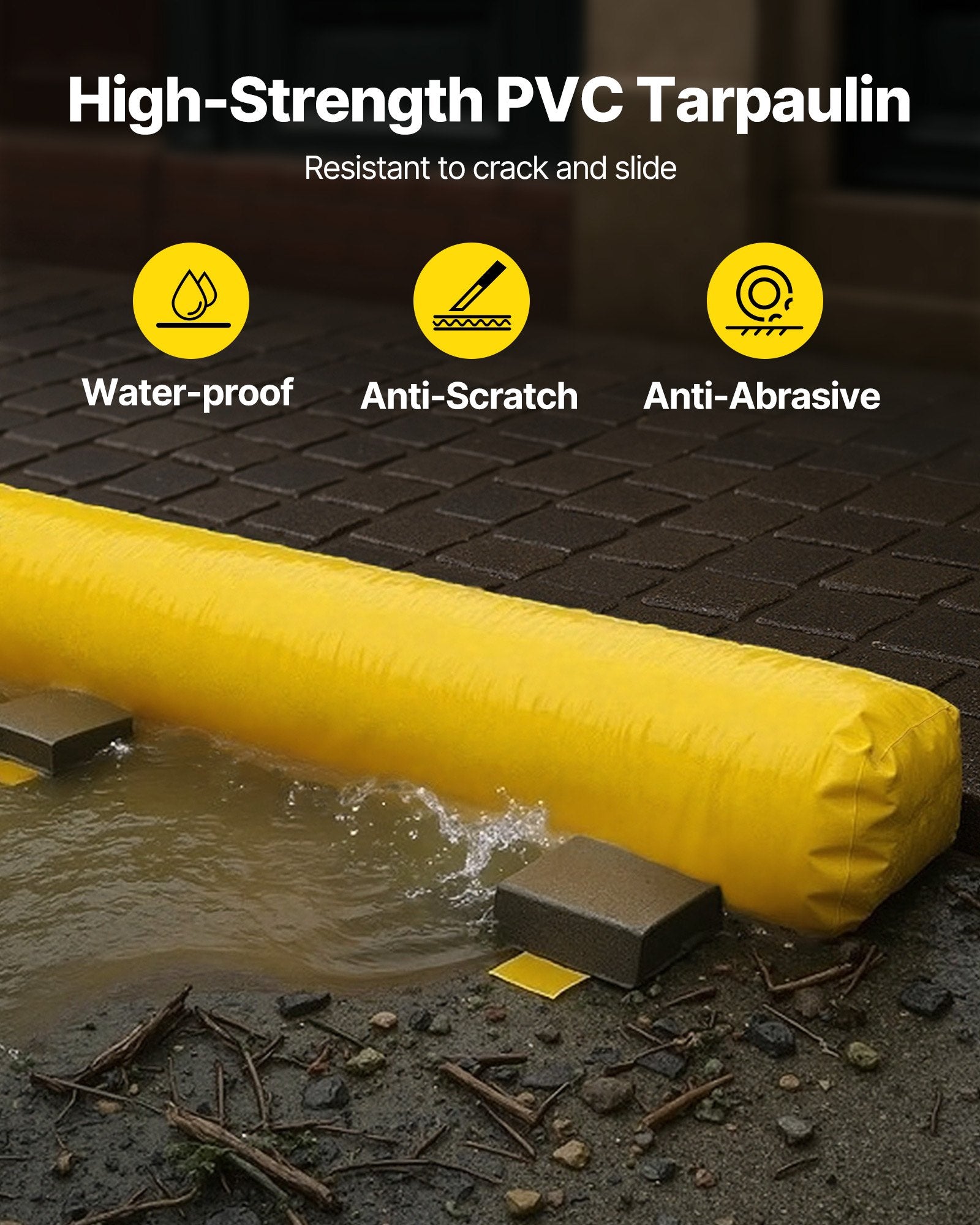 Flood Barrier Hydro Barrier 12' Length x 12" Height for Water Diversion V952-F12FT20IN12IN76FRV0