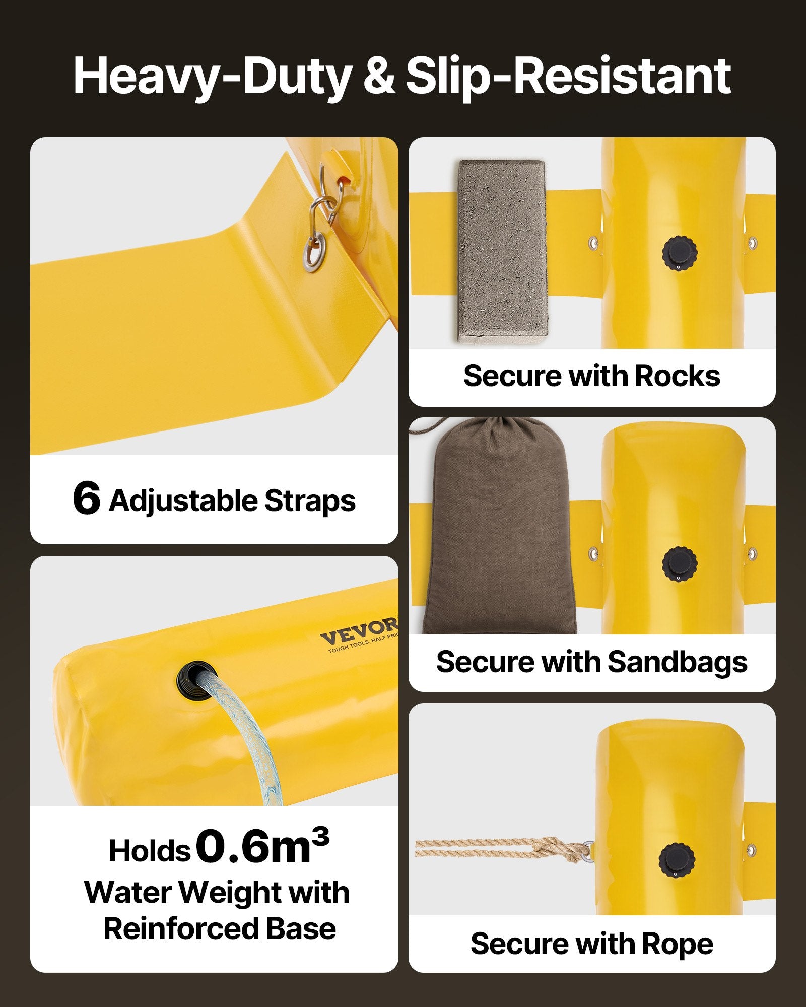 Flood Barrier Hydro Barrier 12' Length x 12" Height for Water Diversion V952-F12FT20IN12IN76FRV0