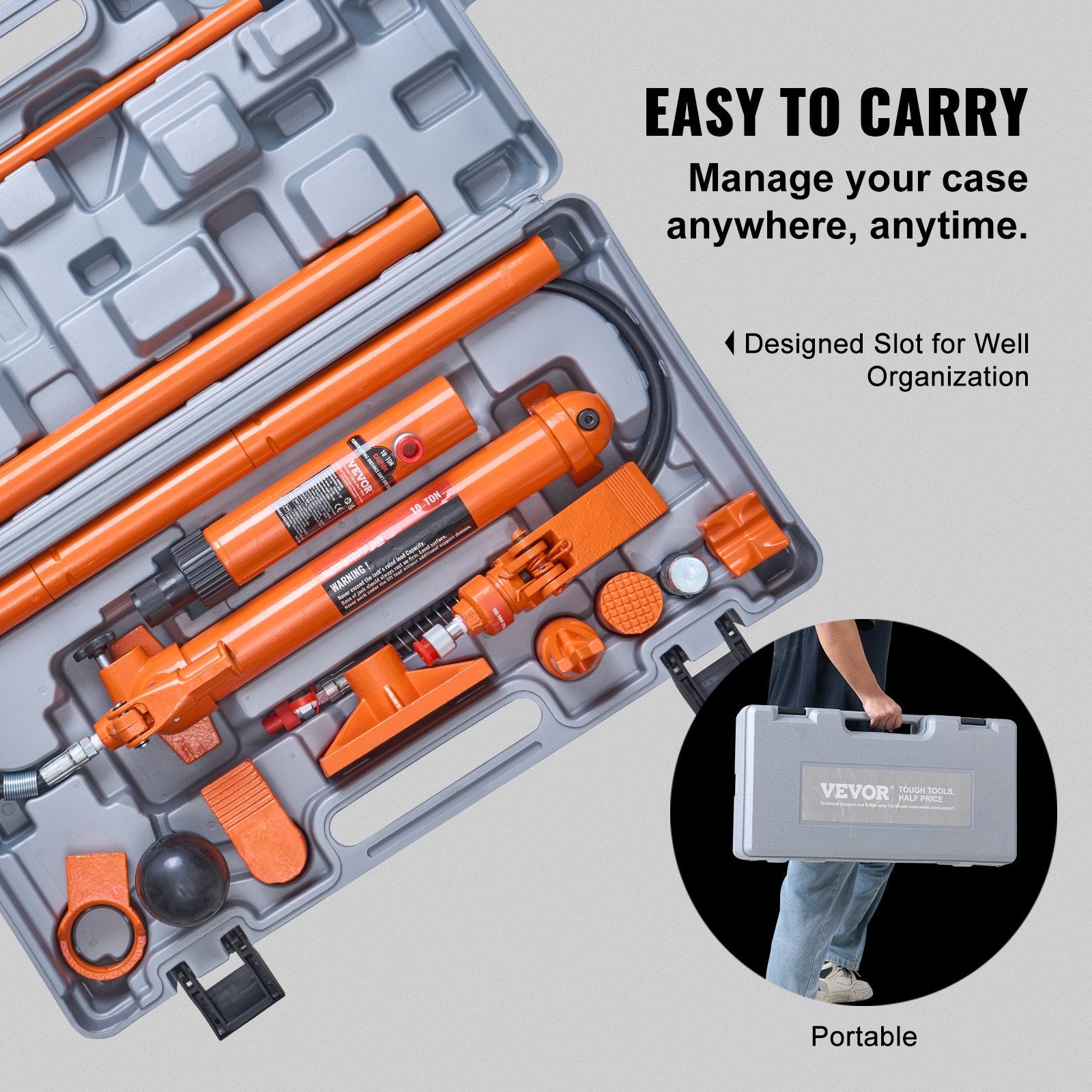 12 Ton Hydraulic Jack Air Pump Lift Ram Body Frame Porta Power Repair Kits V952-F12TPAPUNBR70Y6LPV0