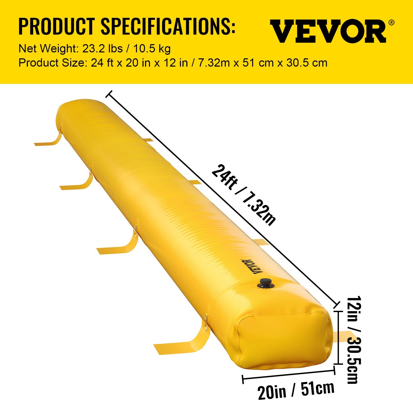 Flood Barrier Hydro Barrier 24' Length x 12 V952-F24FT20IN12IN1OCOV0