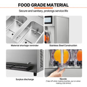 Commercial Slushy Machine, 2 x 12L / 3.17 Gal Double Tanks, Cool and Freeze Modes, Stainless Steel Margarita V952-FB8L4L22000W2RDAFV3