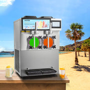 Commercial Slushy Machine, 2 x 12L / 3.17 Gal Double Tanks, Cool and Freeze Modes, Stainless Steel Margarita V952-FB8L4L22000W2RDAFV3