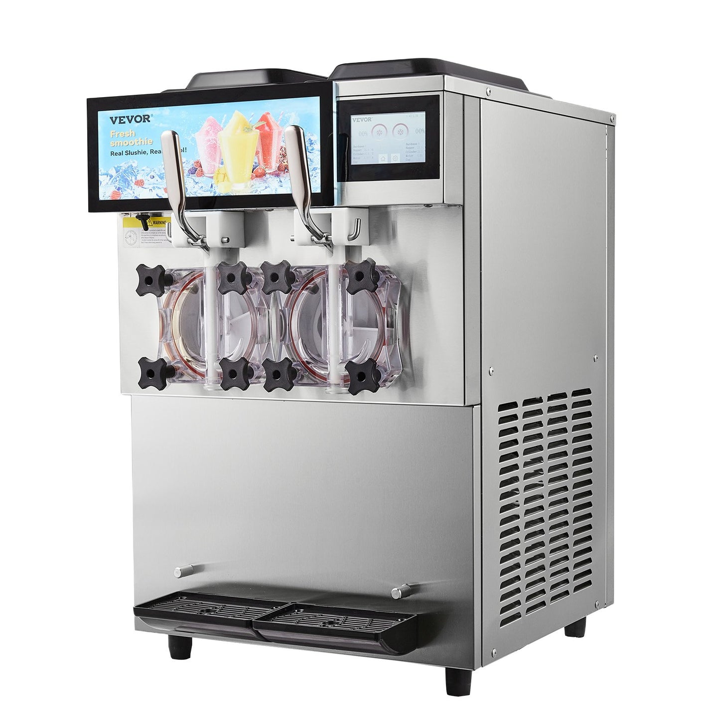 Commercial Slushy Machine, 2 x 12L / 3.17 Gal Double Tanks, Cool and Freeze Modes, Stainless Steel Margarita V952-FB8L4L22000W2RDAFV3