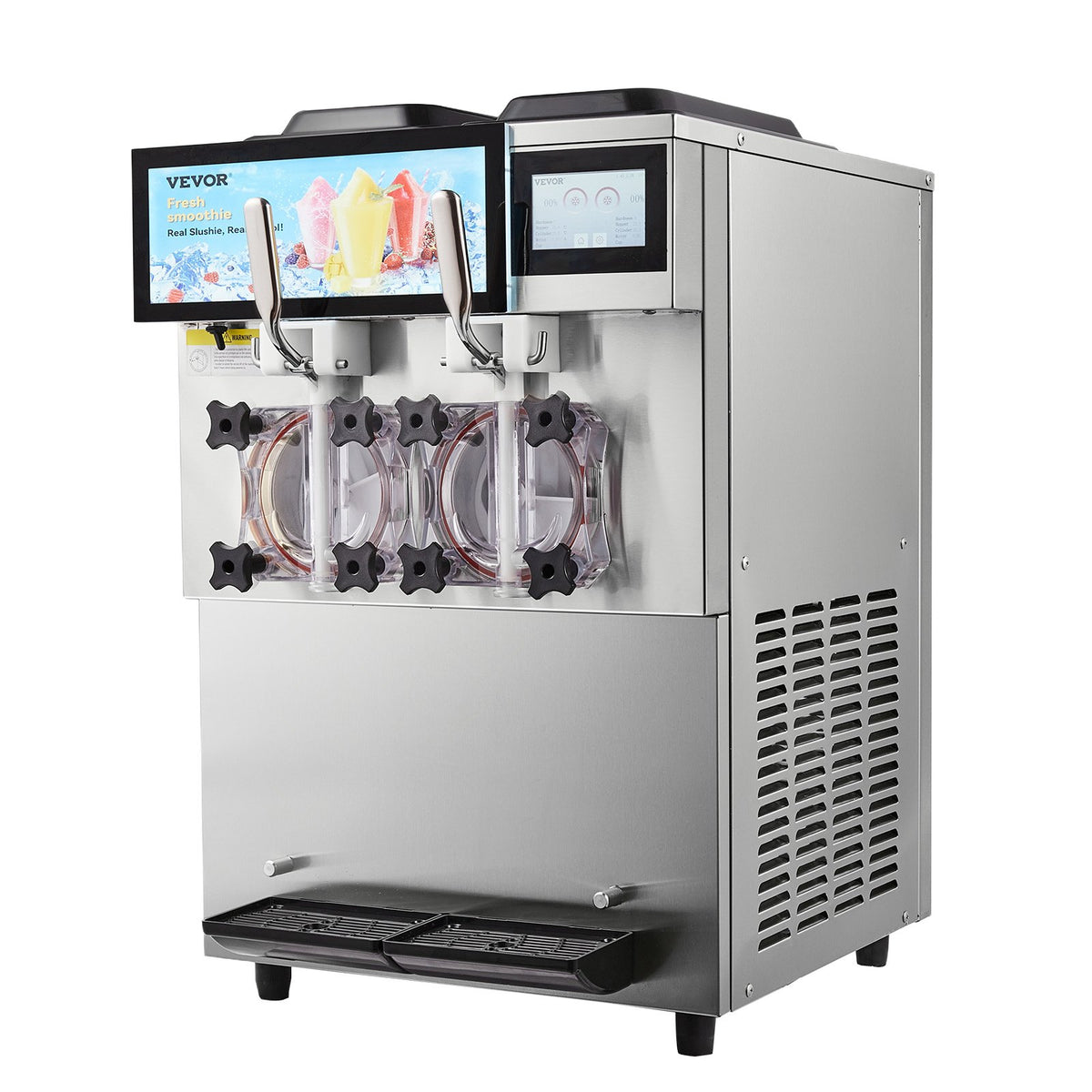Commercial Slushy Machine, 2 x 12L / 3.17 Gal Double Tanks, Cool and Freeze Modes, Stainless Steel Margarita V952-FB8L4L22000W2RDAFV3