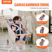 Canvas Hammock Swing, 3 Modes Baby Swing Indoor and Outdoor with 5-Point Harness, and Tree Straps, 150lbs V952-FBDCQQZYFBZYMBCRWV0