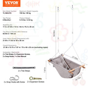 Canvas Hammock Swing, 3 Modes Baby Swing Indoor and Outdoor with 5-Point Harness, and Tree Straps, 150lbs V952-FBDCQQZYFBZYMBCRWV0