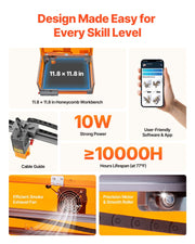 Laser Engraver, 10W, Laser Engraving and Cutting Machine with Enclosure, Laser Cutter Engraver Machine, 300 x V952-FBSJGDKJ10W3Y5W9M001V3