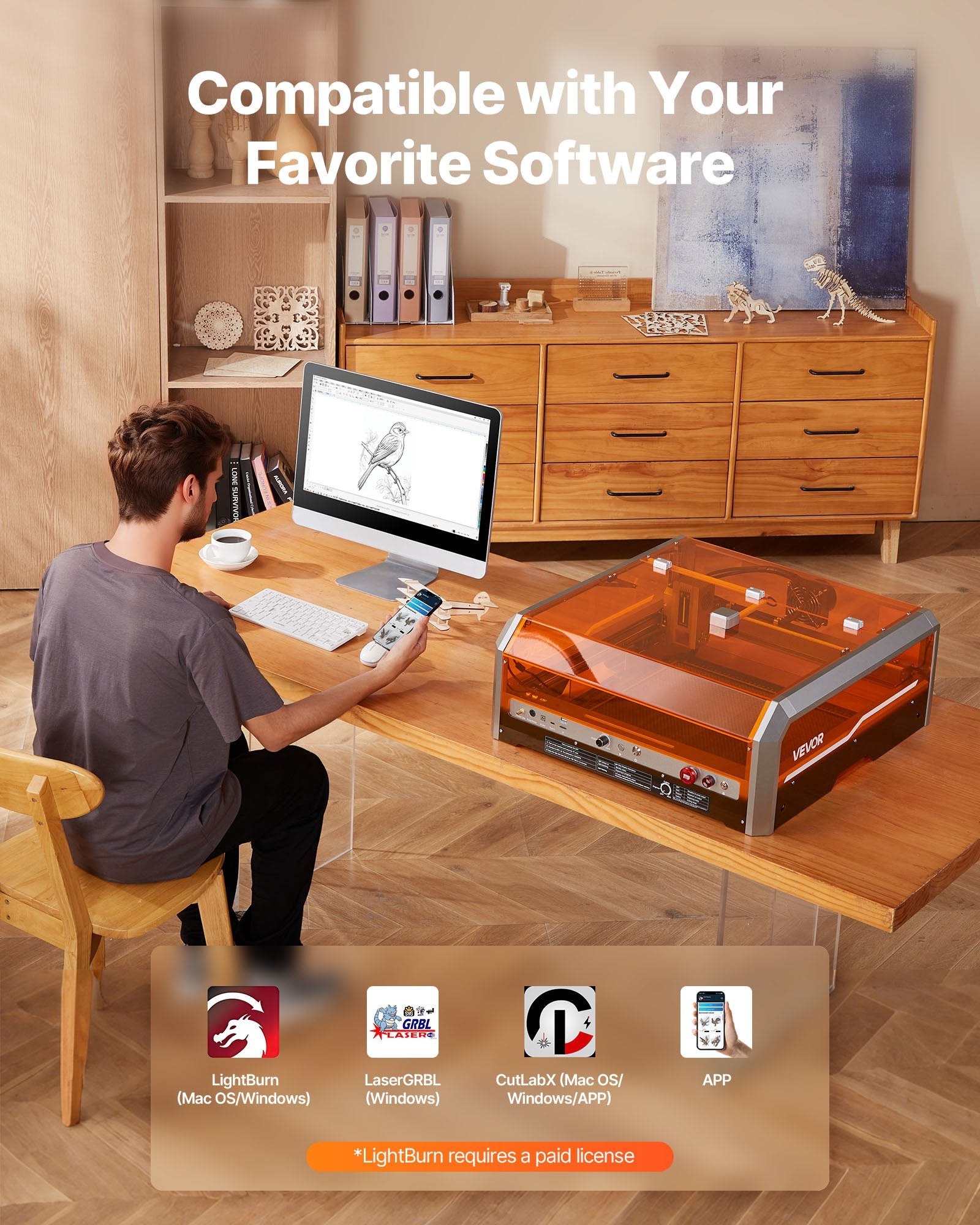 Laser Engraver, 20W, Laser Engraving and Cutting Machine with Enclosure Camera, Laser Cutter, 400 x 400 mm V952-FBSJGDKJ4040EZLRF001V3