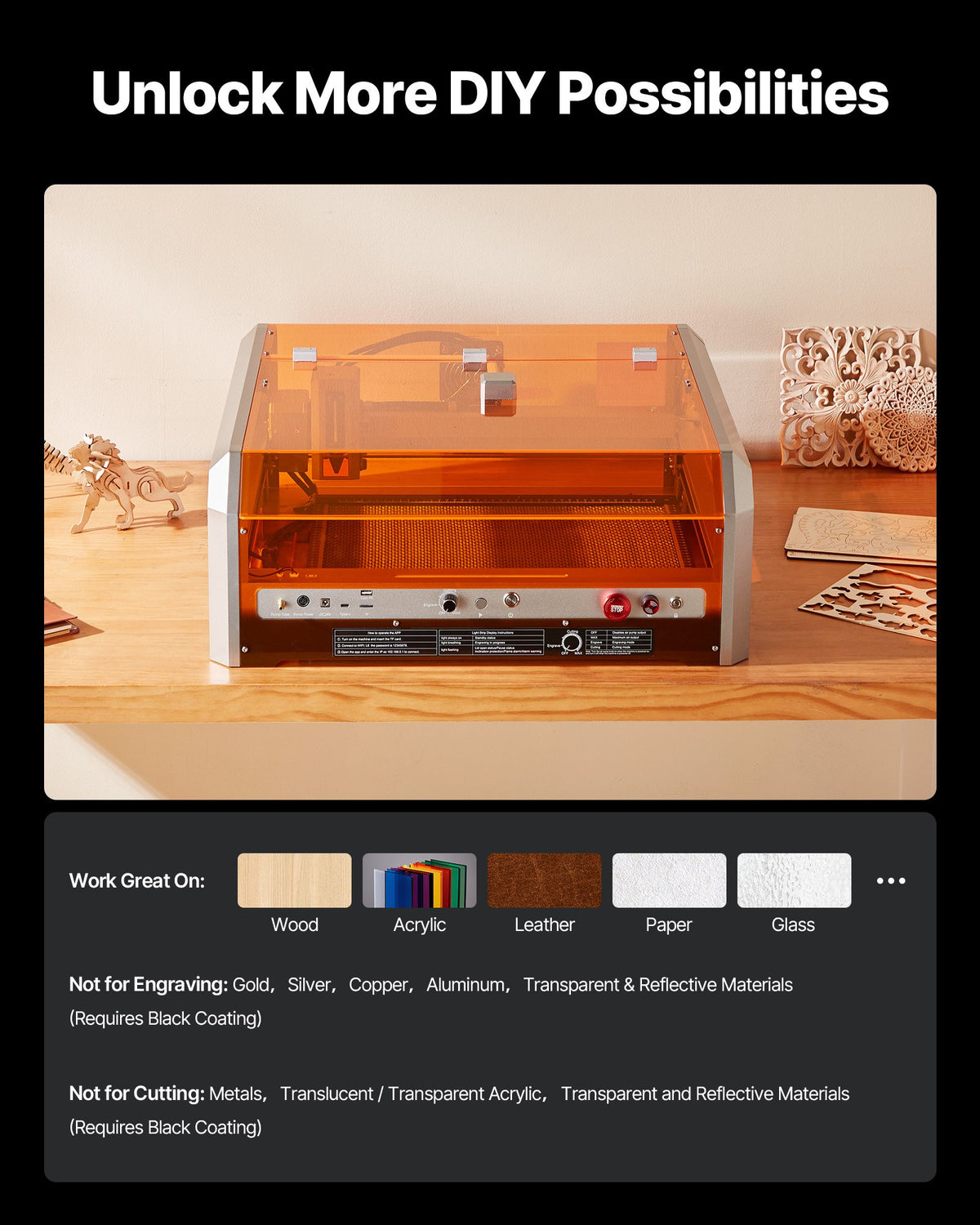 Laser Engraver, 20W, Laser Engraving and Cutting Machine with Enclosure Camera, Laser Cutter, 400 x 400 mm V952-FBSJGDKJ4040EZLRF001V3
