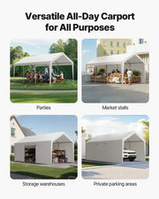 Carport Car Canopy 12x20FT Heavy Duty Car Shelter with Sidewalls Grey V952-FBSJSQCCKBS8JY3PV001V0
