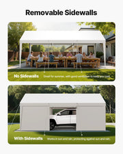 Carport Car Canopy 12x20FT Heavy Duty Car Shelter with Sidewalls Grey V952-FBSJSQCCKBS8JY3PV001V0