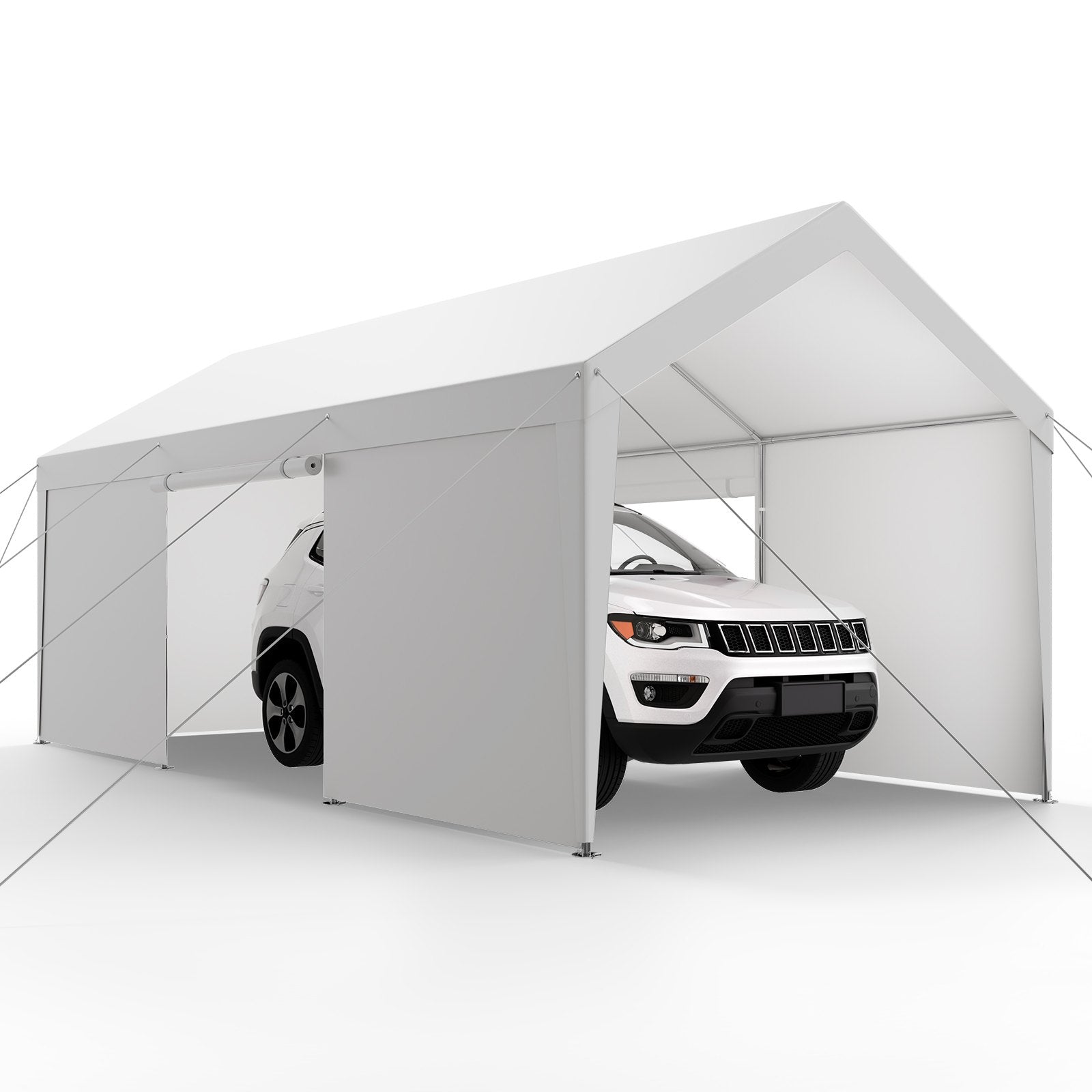 Carport Car Canopy 12x20FT Heavy Duty Car Shelter with Sidewalls Grey V952-FBSJSQCCKBS8JY3PV001V0