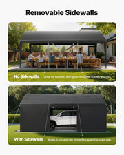 Carport Car Canopy 10x20FT Heavy Duty Car Shelter with Sidewalls White V952-FBSJSQCCKHS886LB9001V0
