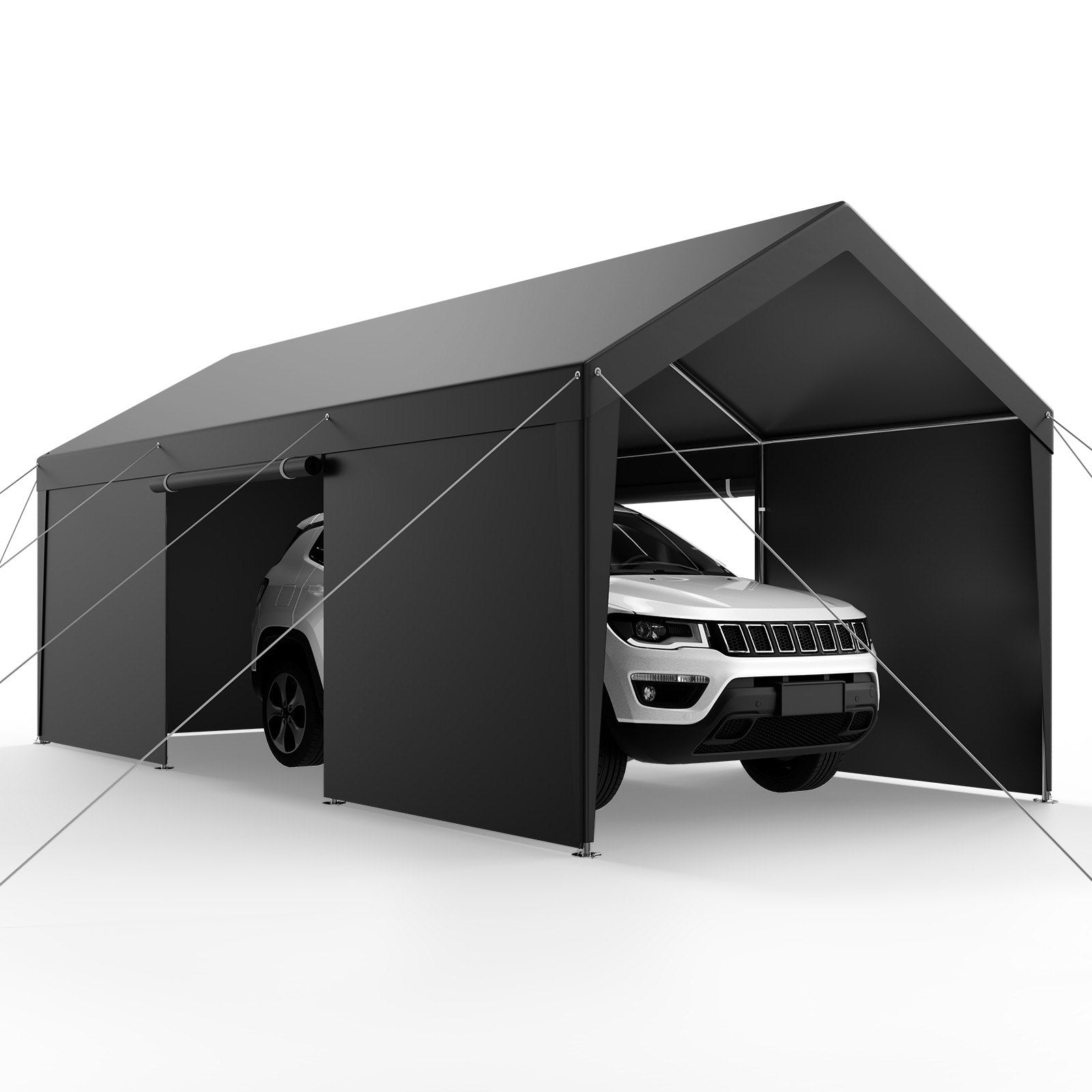 Carport Car Canopy 10x20FT Heavy Duty Car Shelter with Sidewalls White V952-FBSJSQCCKHS886LB9001V0
