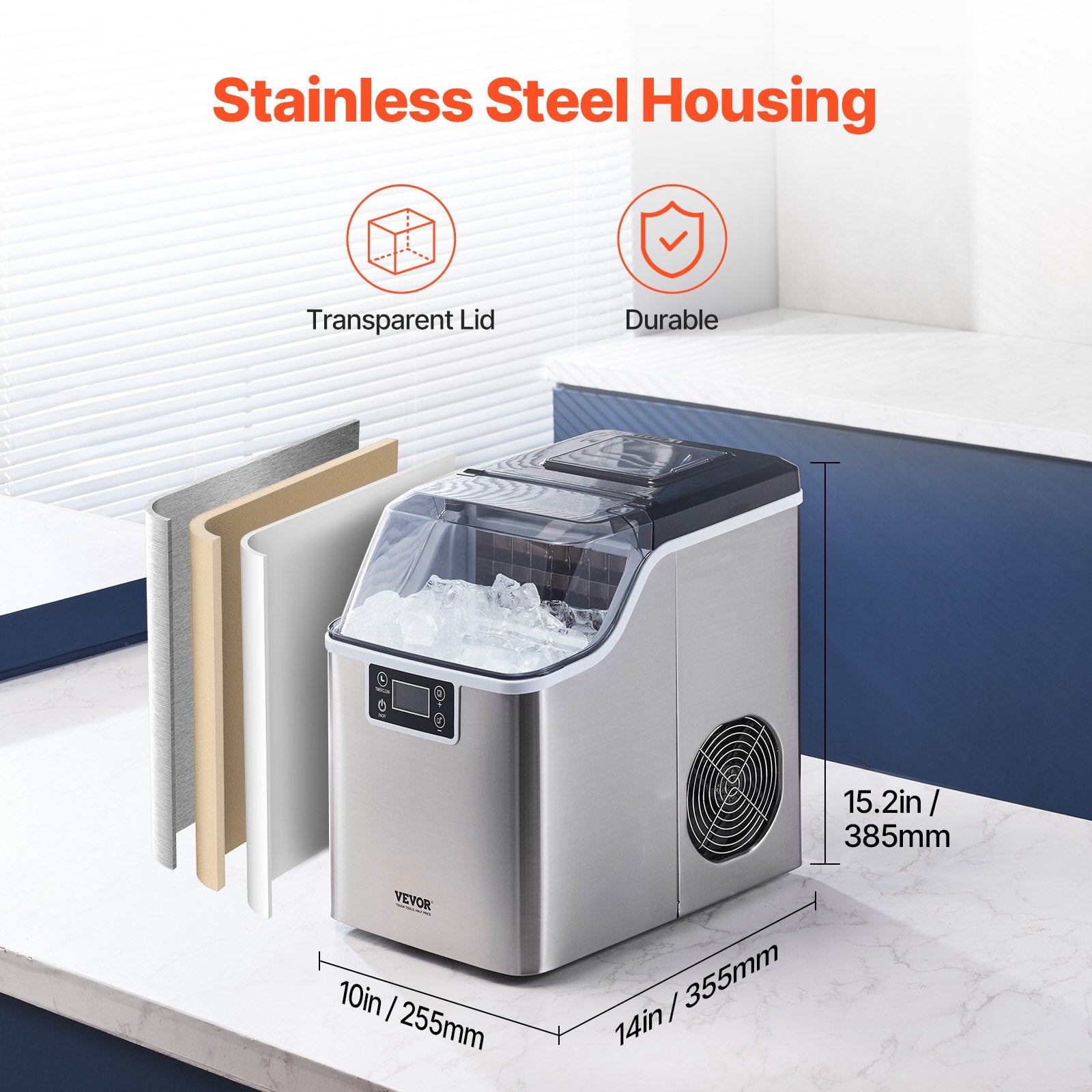 Portable Countertop Ice Maker 45Lbs/24H Self-Cleaning with Scoop Basket V952-FBTMSZBJBXG4WO4T1V3