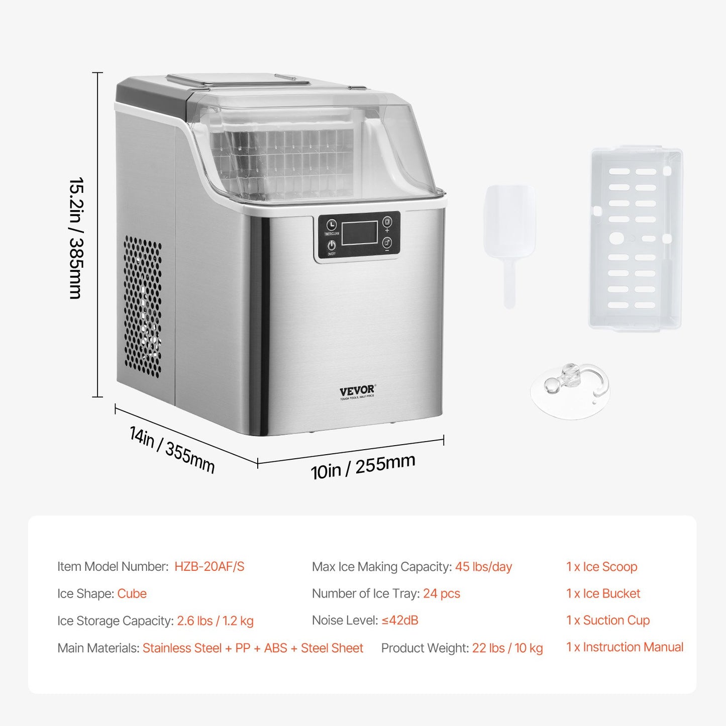 Portable Countertop Ice Maker 45Lbs/24H Self-Cleaning with Scoop Basket V952-FBTMSZBJBXG4WO4T1V3