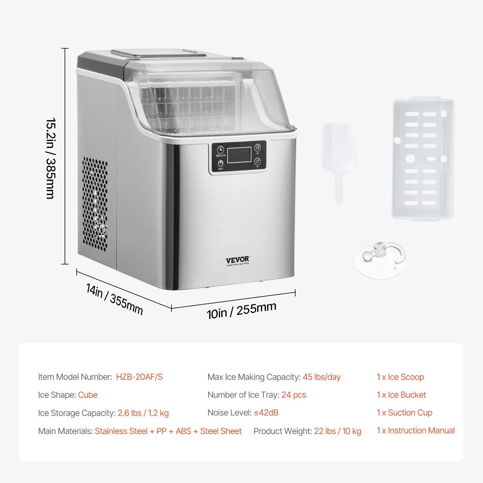 Portable Countertop Ice Maker 45Lbs/24H Self-Cleaning with Scoop Basket V952-FBTMSZBJBXG4WO4T1V3