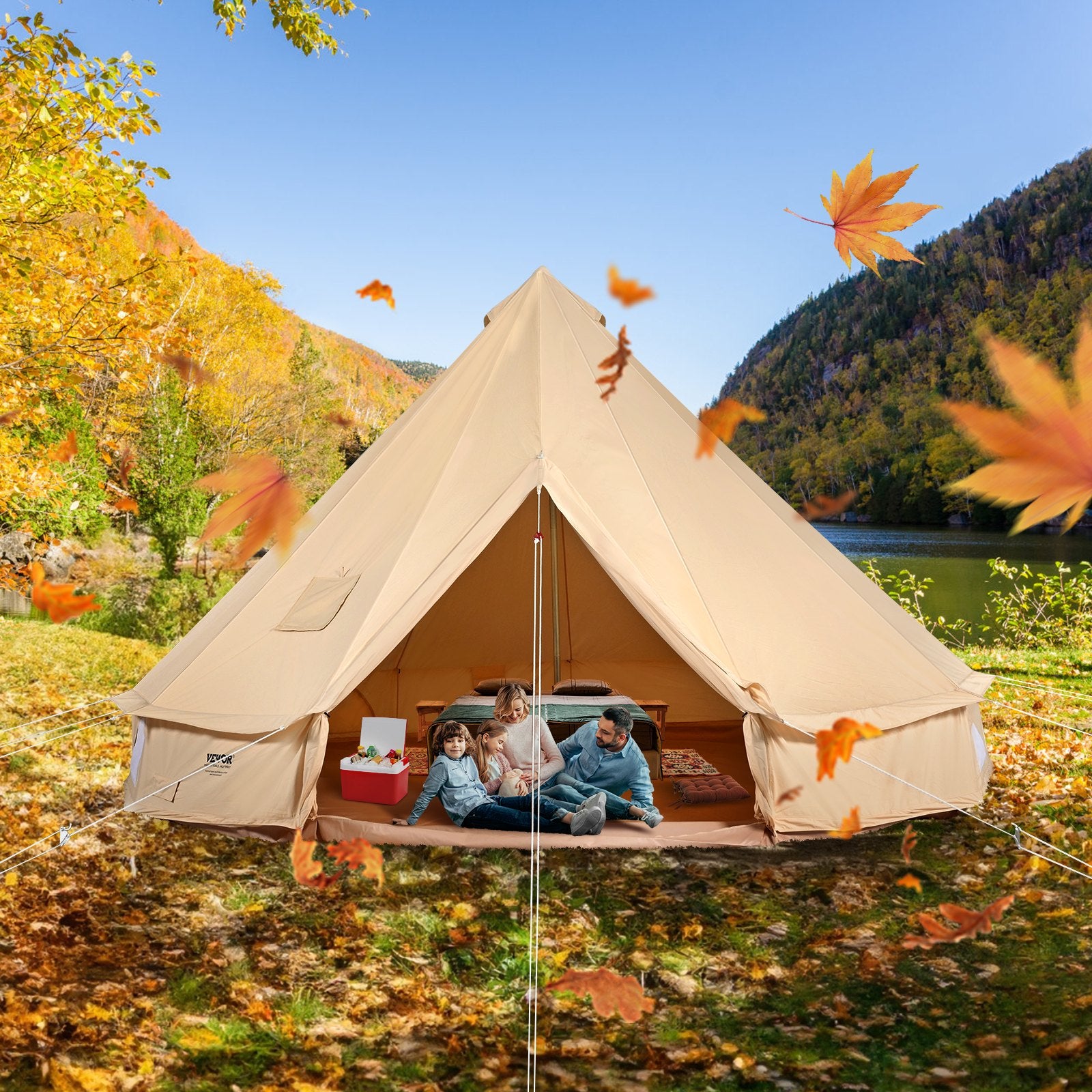 Canvas Bell Tent 3m/9.8ft 4-Season Canvas Tent for Camping with Stove Jack V952-FBZXZP3MMGBZ2X4C2V0