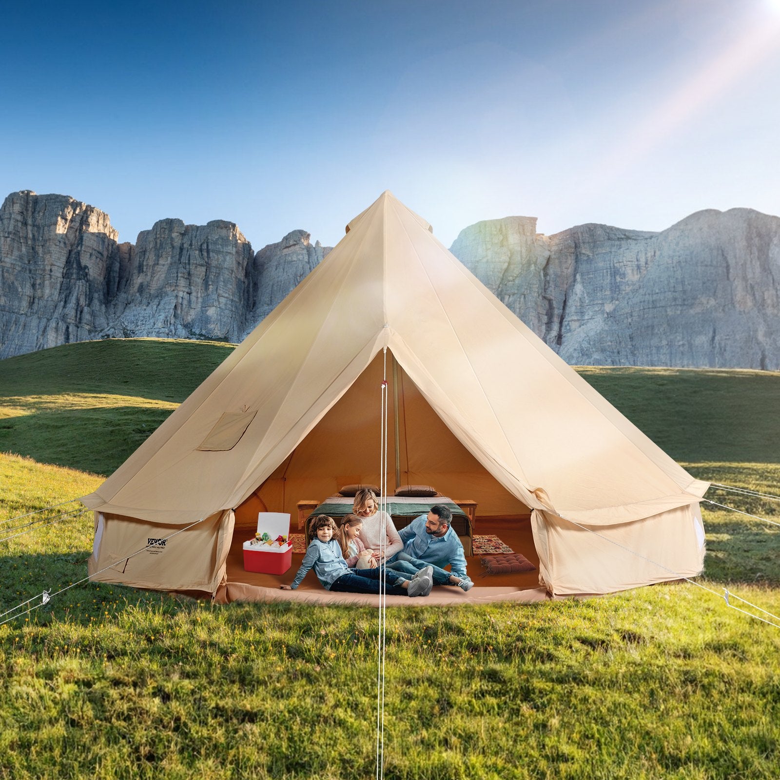 Canvas Bell Tent 4m/13.12ft 4-Season Camping Yurt Tent with Stove Jack V952-FBZXZP4MMGBZBDUIUV0