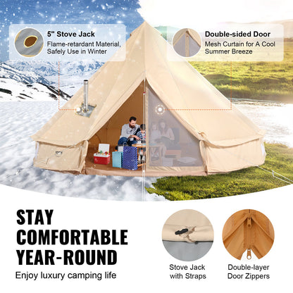 Canvas Bell Tent 4m/13.12ft 4-Season Camping Yurt Tent with Stove Jack V952-FBZXZP4MMGBZBDUIUV0