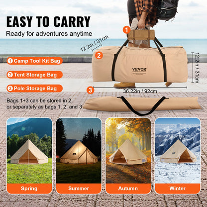 Canvas Bell Tent 4m/13.12ft 4-Season Camping Yurt Tent with Stove Jack V952-FBZXZP4MMGBZBDUIUV0
