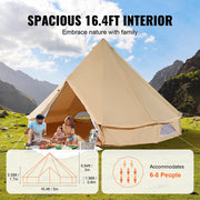 Canvas Bell Tent 5m/16.4ft 4-Season Camping Yurt Tent with Stove Jack V952-FBZXZP5MMGBZ364SNV0