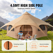 Canvas Tent 4 Seasons 5 m/16.4 ft Bell Tent for Camping with Stove Jack V952-FBZXZP5MMXTZ97PYKV0