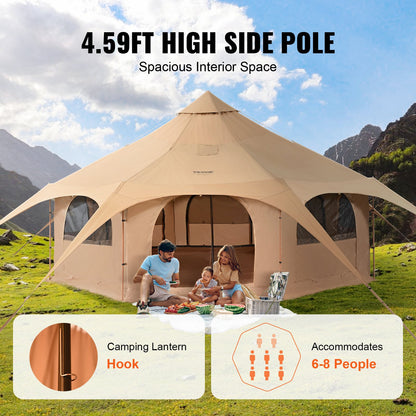 Canvas Tent 4 Seasons 5 m/16.4 ft Bell Tent for Camping with Stove Jack V952-FBZXZP5MMXTZ97PYKV0