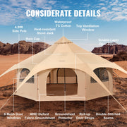 Canvas Tent 4 Seasons 5 m/16.4 ft Bell Tent for Camping with Stove Jack V952-FBZXZP5MMXTZ97PYKV0